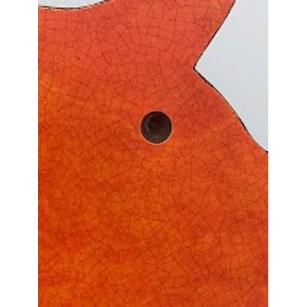 Vintage Pig Shaped Wood Wall Decor Orange Crackle Finish Farmhouse Kitchen